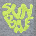 Grey SUNBAE logo embroidered in neon yellow. 