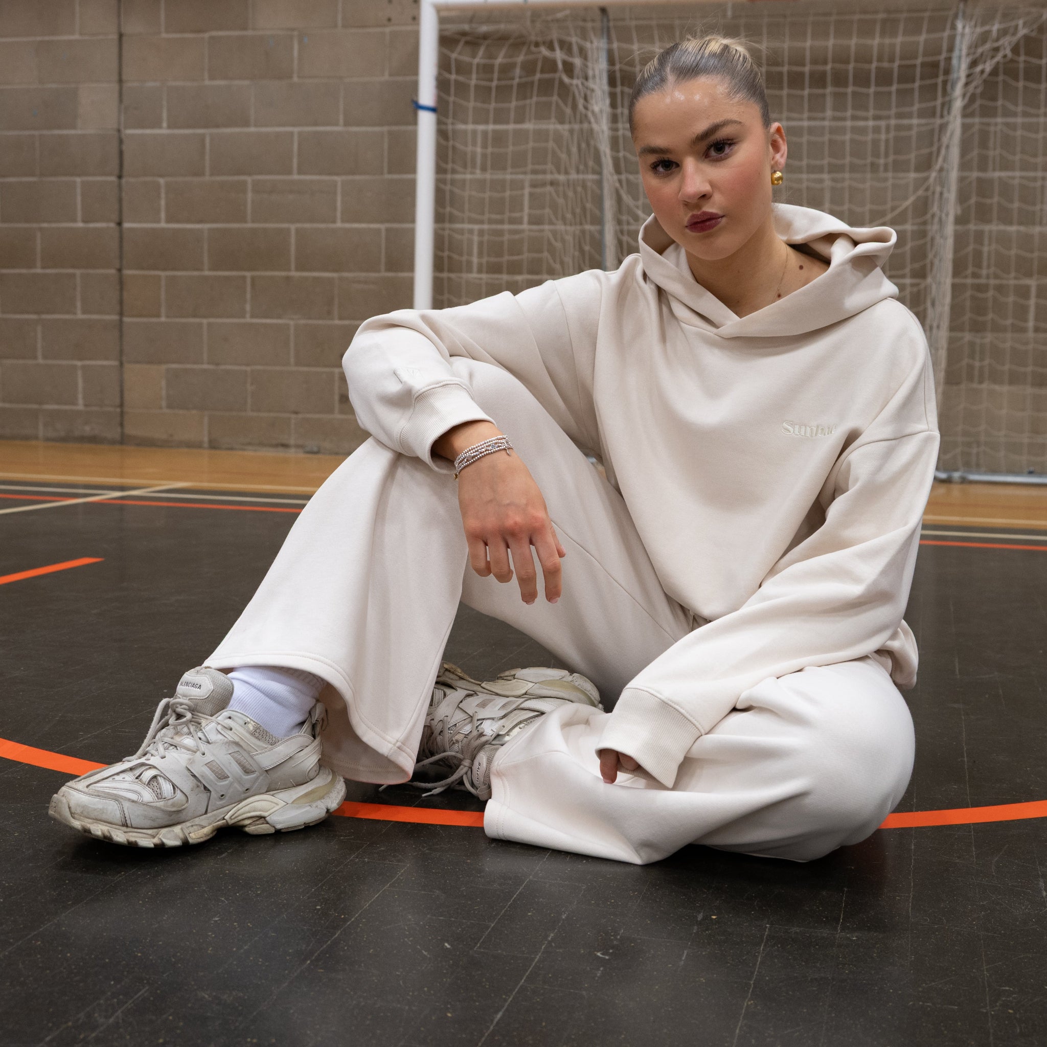 Sunbae Ivory Wide Leg Sweat Pant