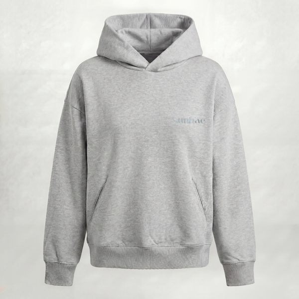 SUNBAE Offline Oversize Hoodie with Signature Embroidery in Grey Marl
