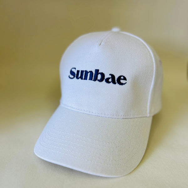 SUNBAE Solar Cap with Embroidered Signature Logo in White