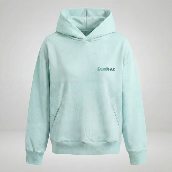 SUNBAE Offline Oversize Hoodie with Signature Embroidery in Mint